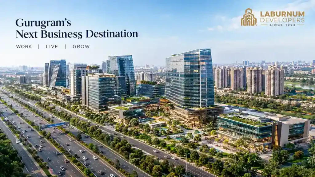 Global City Gurgaon township aerial render on Dwarka Expressway